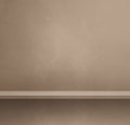 Empty shelf on a beige wall. Background template. Square banner Royalty Free Stock Photo