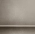 Empty shelf on a warm grey concrete wall. Background template. Square mockup Royalty Free Stock Photo