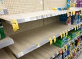 Empty shelves for hand sanitizer