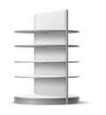 Empty shelving stand. Realistic shopping shelf. Supermarket and store selling furniture. Shop interior. Isolated