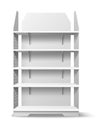 Empty shelving stand. Realistic shopping shelves. Supermarket and stores furniture. Clean showcase. Shop interior
