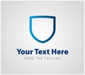 Empty shield ready logo in blue Royalty Free Stock Photo