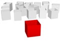 Empty shipping cartons one red box front Royalty Free Stock Photo