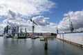 Empty Shipyard floating dry dock in the Rotterdam sea port Royalty Free Stock Photo