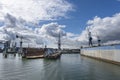 Empty Shipyard floating dry dock in the Rotterdam sea port Royalty Free Stock Photo