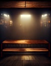 empty shop with a bench wood aesthetic dark by night detailed Unreal Engine 5 concept art atmospheric cinematic dramatic light