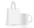 Empty Shopping Bag and cup for advertising and Royalty Free Stock Photo