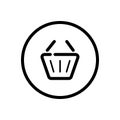 Empty shopping basket. Commerce outline icon in a circle. Vector illustration