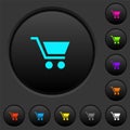 Empty shopping cart dark push buttons with color icons Royalty Free Stock Photo