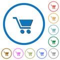 Empty shopping cart icons with shadows and outlines Royalty Free Stock Photo