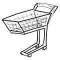 Empty shopping cart icon. Hand drawn sketch shopping cart Royalty Free Stock Photo