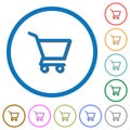 Empty shopping cart icons with shadows and outlines Royalty Free Stock Photo