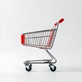 Empty shopping cart on white background. 3d illustration. Front view. Royalty Free Stock Photo