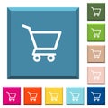 Empty shopping cart white icons on edged square buttons Royalty Free Stock Photo