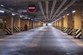 Empty shopping mall underground parking lot or underground parking garage Royalty Free Stock Photo