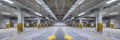 Empty shopping mall underground parking lot or garage interior with concrete stripe painted columns Royalty Free Stock Photo