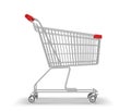 Empty shopping trolley. Metal wire cart for mall, supermarket or hypermarket goods carrying Royalty Free Stock Photo