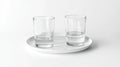Two Glasses of Water on Plate, Minimalist Still Life Royalty Free Stock Photo