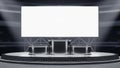Empty Winner Podium with Large Blank Digital Screen on Dark Stage Background Royalty Free Stock Photo