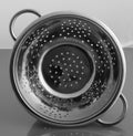 Empty sieve strainer stainless metal with handles Royalty Free Stock Photo