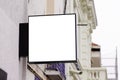 Empty signage modern blank mock up hanging city street with copy space Royalty Free Stock Photo