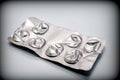 Empty silver Capsules Blister Royalty Free Stock Photo