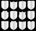 Empty silver frame badges, shields set, vector illustration