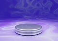 Empty Silver podium for award ceremony on blue background Royalty Free Stock Photo