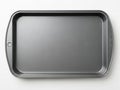 Empty silver rectangular baking tray with handles isolated on white background Royalty Free Stock Photo