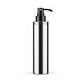 Empty silver spray bottle with black pump Royalty Free Stock Photo