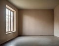 Empty simple dark room interior with unpainted walls