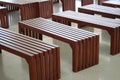 Empty simple wooden benches