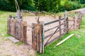 Empty simple wooden mountain sheep farm