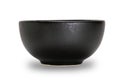 Empty single black ceramic bowl isolated on white background