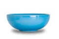 Empty single blue ceramic bowl isolated on white background
