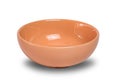 Empty single orange ceramic bowl isolated on white background