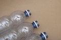 three blue single-use plastic bottles Royalty Free Stock Photo