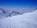 Empty Ski Lift, Blue Sky, Hintertux, Austria Royalty Free Stock Photo