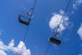 Empty ski lift with blue sky Royalty Free Stock Photo