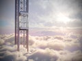 Empty sky elevator concept on the sky clouds background concept composition