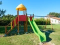 Empty slide swing at park outdoor