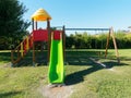 Empty slide swing at park outdoor