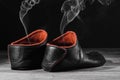 Empty slipper shoe smoke rise