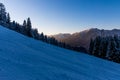 Empty slope in sunset at Garmisch Partenkirchen