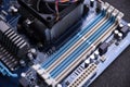 Empty slots for RAM on the motherboard Royalty Free Stock Photo