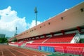 The empty small stadium and running track Royalty Free Stock Photo