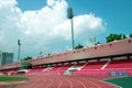 The empty small stadium and running track Royalty Free Stock Photo