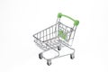 empty small toy grocery cart from supermarket isolated