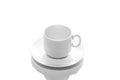 Empty small white porcelain coffee Cup on a white saucer top view isolated on a white background Royalty Free Stock Photo