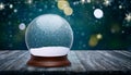 Empty snow globe Christmas background Royalty Free Stock Photo